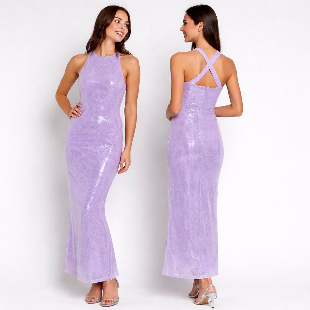 Rare London Lavender Sequin Maxi Dress